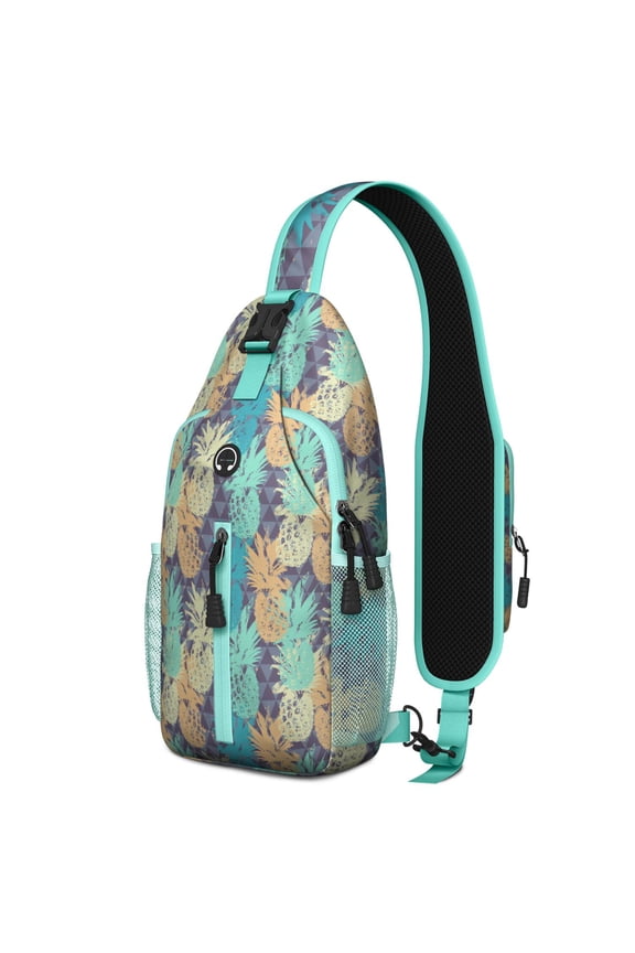 Crossbody Sling Backpack for Women Men Watercolor Pineapple on Triangle Shoulder Sling Crossbody Casual Chest Bag for Travel Sports Running Hiking