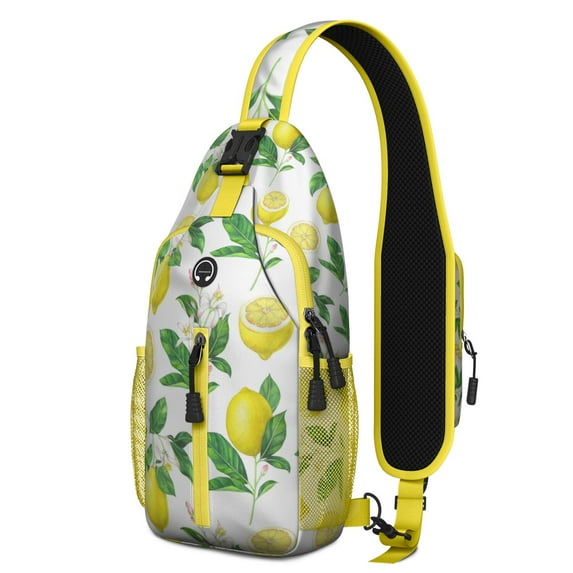 Crossbody Sling Backpack for Women Men Yellow Vintage Lemon Shoulder Sling Crossbody Casual Chest Bag for Travel Sports Running Hiking