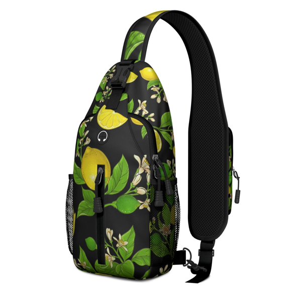 Crossbody Sling Backpack for Women Men Yellow Vintage Lemon Shoulder Sling Crossbody Casual Chest Bag for Travel Sports Running Hiking