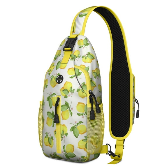 Crossbody Sling Backpack for Women Men Yellow Vintage Lemon Shoulder Sling Crossbody Casual Chest Bag for Travel Sports Running Hiking