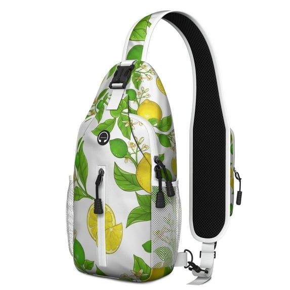 Crossbody Sling Backpack for Women Men Yellow Vintage Lemon Shoulder Sling Crossbody Casual Chest Bag for Travel Sports Running Hiking