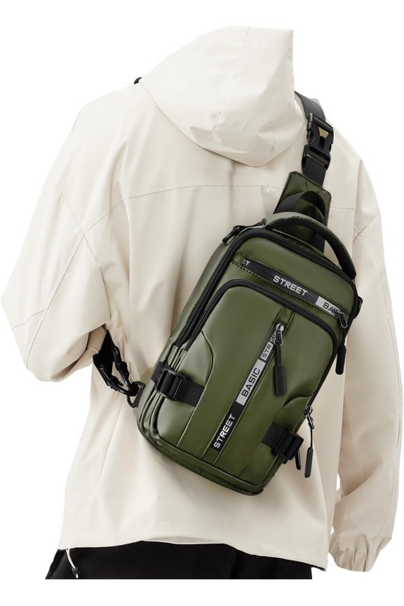 Crossbody Sling Backpacks Sling Bag for Men Women, Small Backpack Chest Bags One Strap Backpack, Mini Chest Daypack for Casual Travel Hiking Gym Outdoor Green