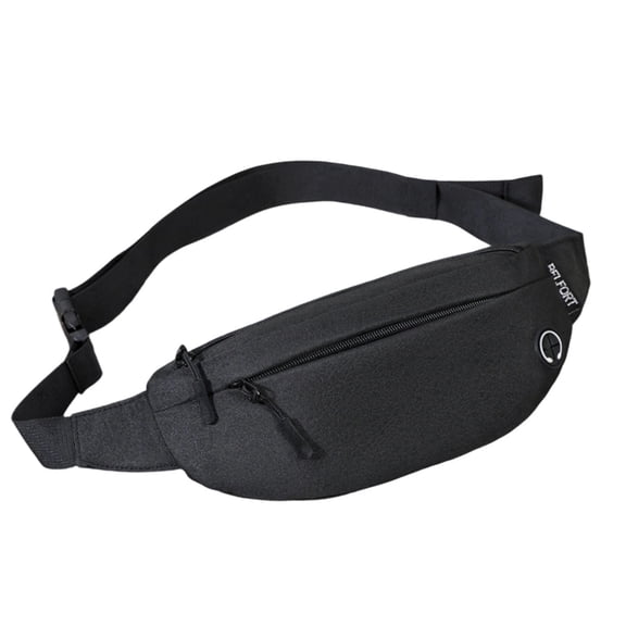 Crossbody Sling Bag Fanny Pack with Dual Pockets - Water Resistant Purses and Handbags, Adjustable Waist Pack Running Belt for Men and Women (Black, Large)