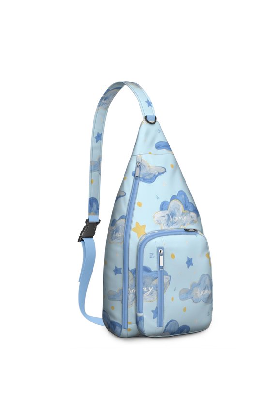 Crossbody Sling Bag for Men with Adjustable Shoulder Strap Shoulder Backpack Hiking Sling Backpack Travel Hiking Casual Daypack Starry Night Sky, Moon, Aurora