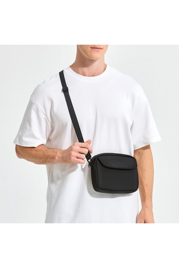 Crossbody Sling Bag Men, Cell Phone Shoulder Holster Men , Watertight Material Chest Bag Multifunctional Sports Outdoor,Mini Crossbody Backpack Chest Bag Travel Passport Phone Holder, Black