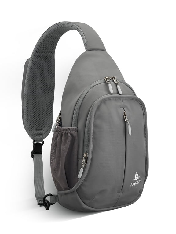 Crossbody Sling Bag for Men Women, RFID Anti-Theft Travel Sling Backpack, Lightweight & Water Resistant Hiking Daypack for Commuting,Day Trips,Walking,Convertible Strap with Phone Pocket, Grey