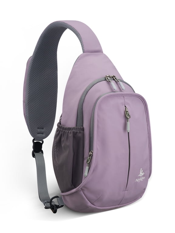 Crossbody Sling Bag for Men Women, RFID Anti-Theft Travel Sling Backpack, Lightweight & Water Resistant Hiking Daypack for Commuting,Day Trips,Walking,Convertible Strap with Phone Pocket, Purple