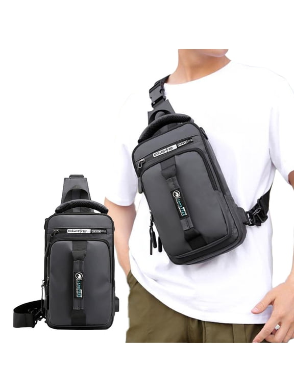 Crossbody Sling Bag for Men and Women, Shoulder Backpack Chest Daypack with Earphone Hole, Lightweight Travel Bag for Hiking, Camping, Outdoor Trips and Daily Use