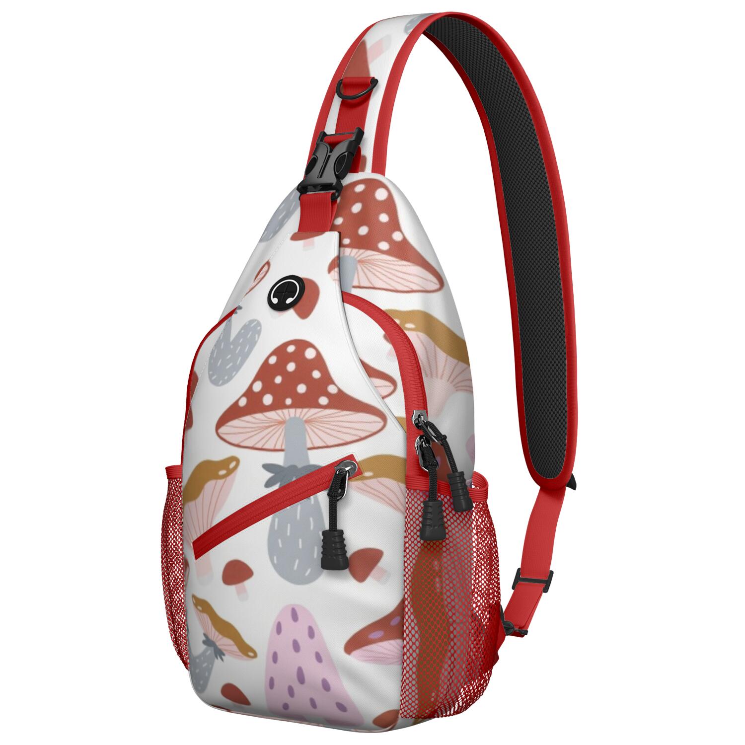 Crossbody Sling Bag Mushroom Hiking Sling Backpack Shoulder Backpack Travel Chest Pack for Men Women