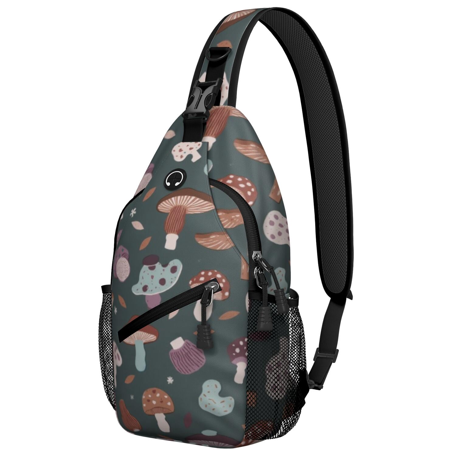 Crossbody Sling Bag Mushroom Hiking Sling Backpack Travel Bag Hiking Bag for Men Women