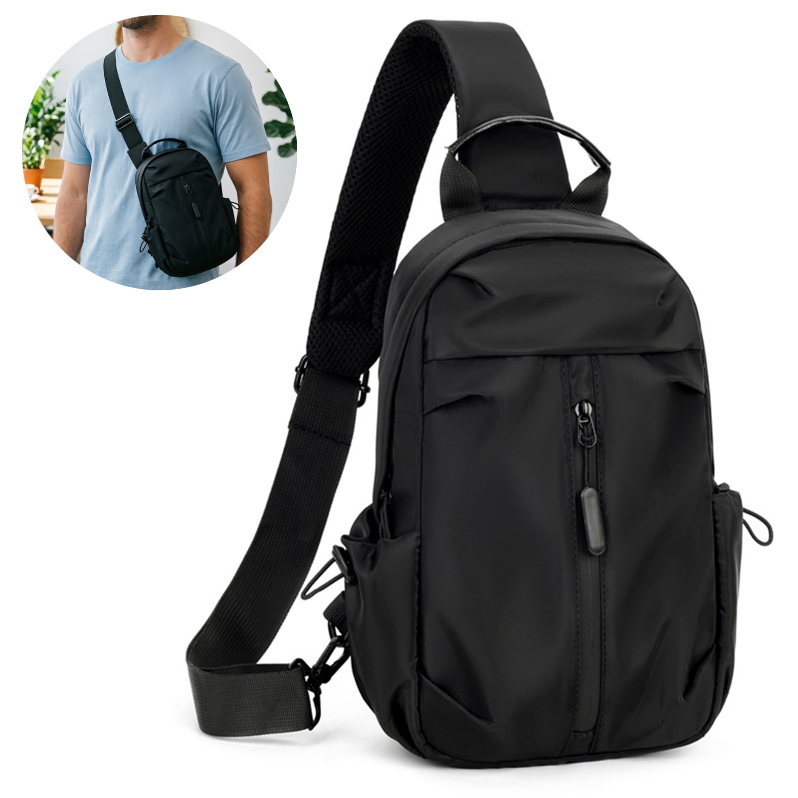 Unisex Sling Backpack Water Resistant Nylon Chest Crossbody Daypack SEAFEW Small Sling Bag Crossbody Backpack - Anti-Theft Chest  main image 3