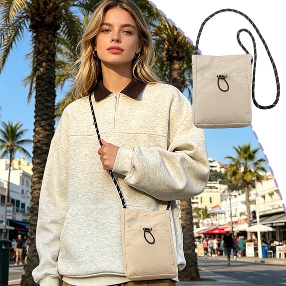 Crossbody Sling Bag Small Lightweight Phone Purse with Adjustable Strap Nylon Mini Pouch for Travel Hiking Daily Use