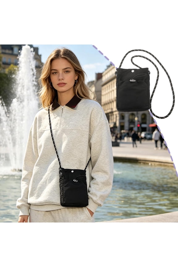 Crossbody Sling Bag Small Lightweight Phone Purse with Adjustable Strap Nylon Mini Pouch for Travel Hiking Daily Use