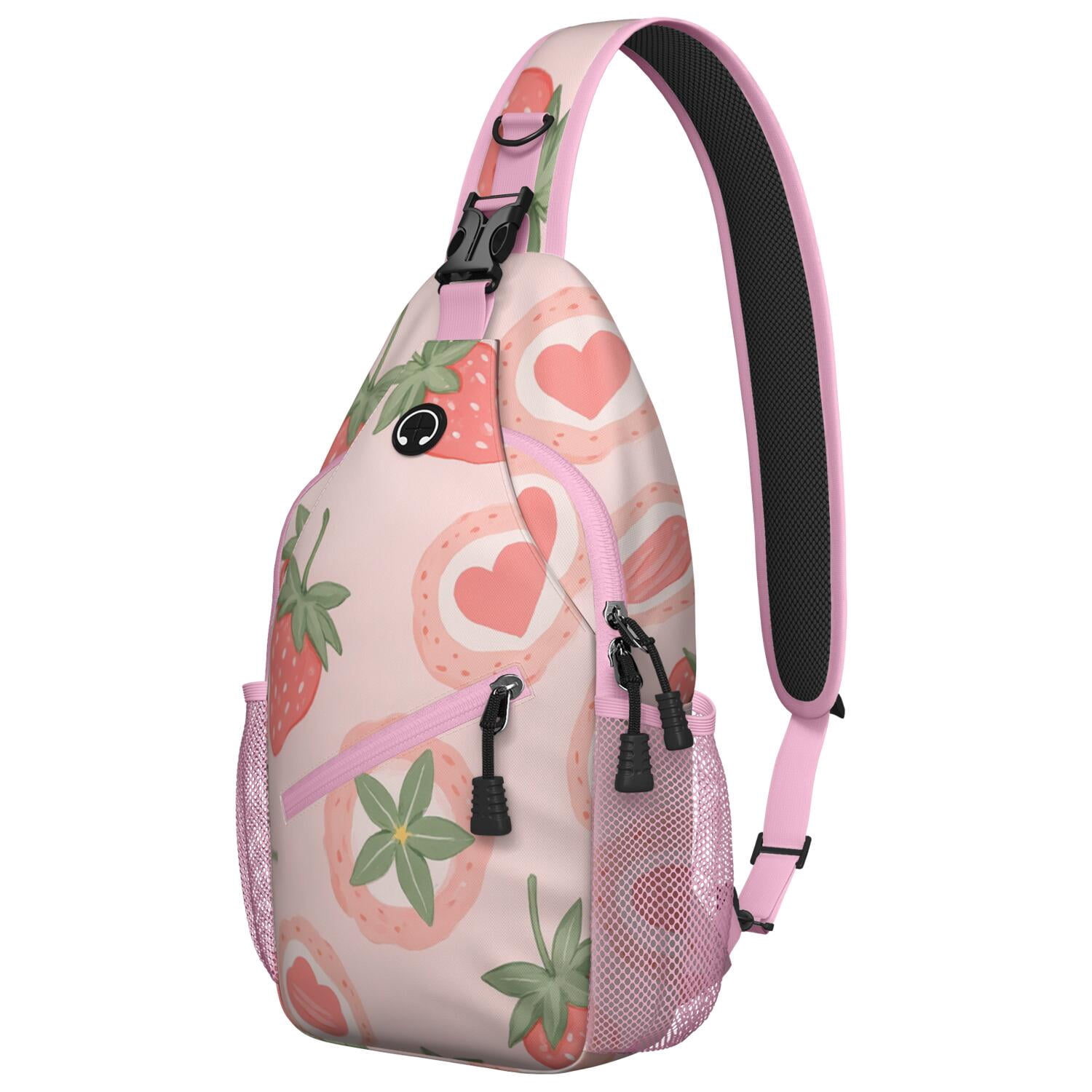 Crossbody Sling Bag Strawberry Cute Hiking Sling Backpack Travel Bag Hiking Bag for Men Women