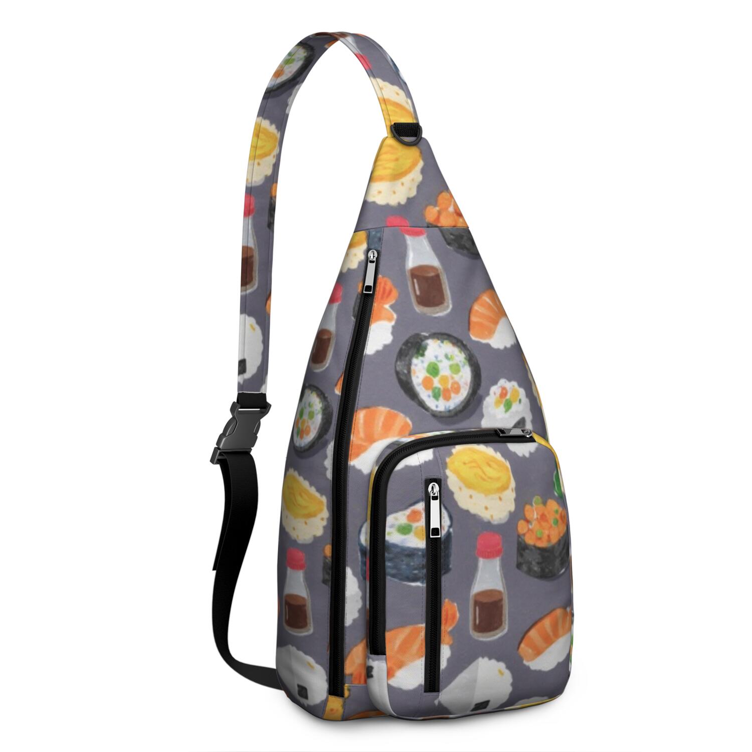 Crossbody Sling Bag for Men with Adjustable Shoulder Strap Shoulder Backpack Chest Bag Crossbody Bag for Travel Sushi