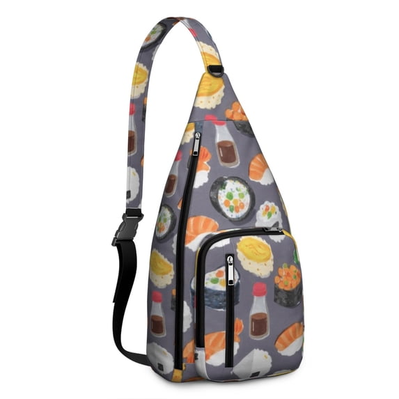 Crossbody Sling Bag for Men with Adjustable Shoulder Strap Shoulder Backpack Chest Bag Crossbody Bag for Travel Sushi