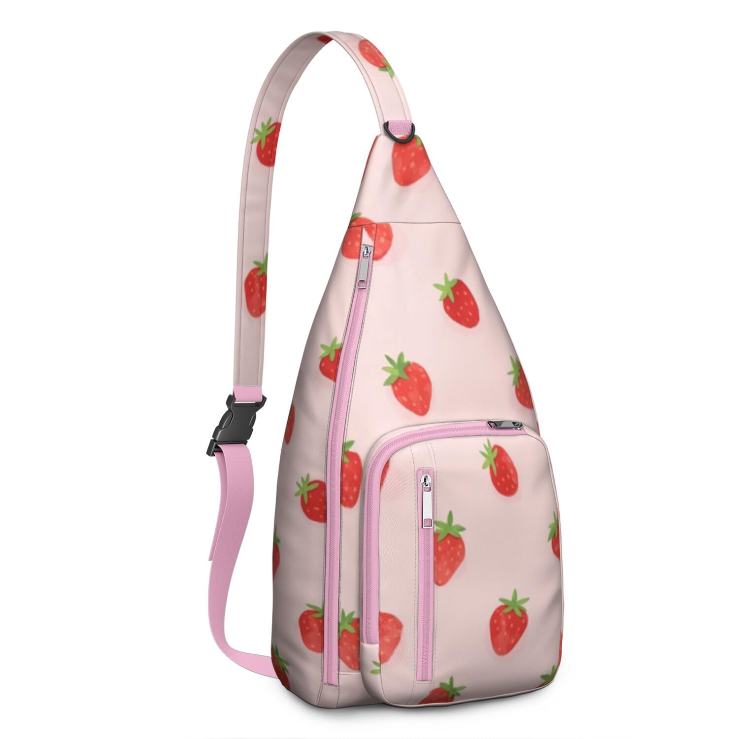 Crossbody Sling Bag for Men with Adjustable Shoulder Strap Shoulder Backpack Chest Bag Travel Hiking Casual Daypack Strawberry