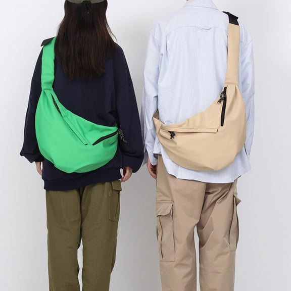 Crossbody Sling Bag for Women Men Trendy Crescent Bag Large Nylon Belt Purse Fanny Packs with Adjustable Strap Green