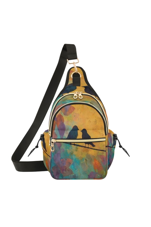 Crossbody Sling Bag for Women Shoulder Purse Trendy Daypack with Adjustable Strap Birds on A Wire