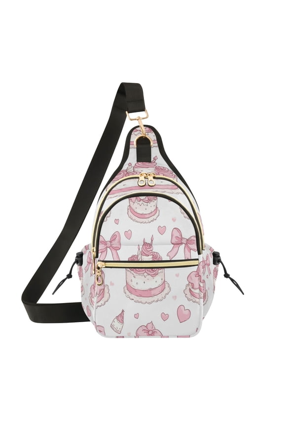 Crossbody Sling Bag for Women Shoulder Purse Trendy Daypack with Adjustable Strap Cute Birthday Cake