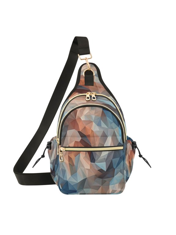 Crossbody Sling Bag for Women Shoulder Purse Trendy Daypack with Adjustable Strap Low-poly Geometric Background