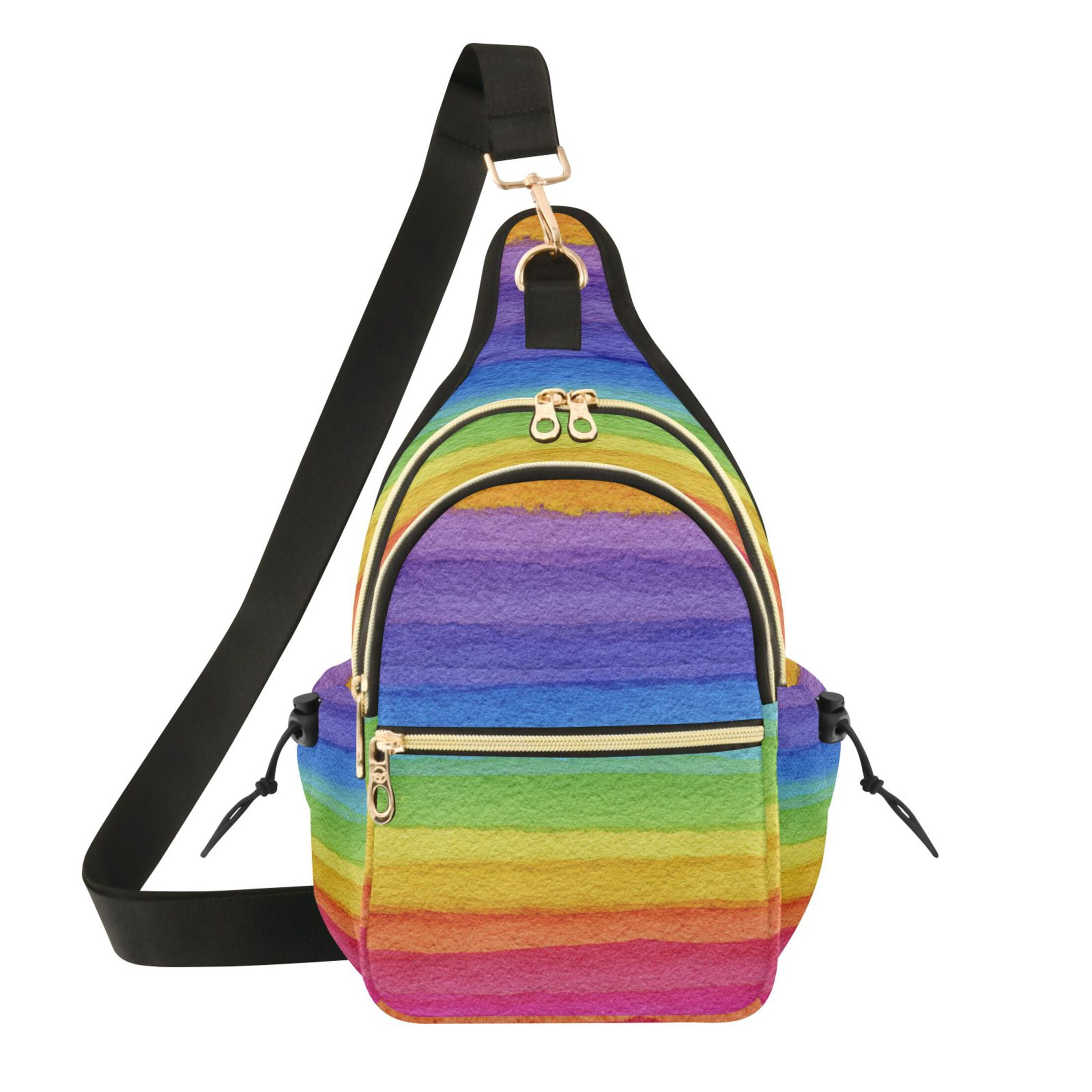 Crossbody Sling Bag for Women Shoulder Purse Trendy Daypack with Adjustable Strap Watercolor Rainbow Colors