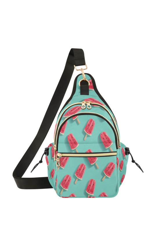 Crossbody Sling Bag for Women Shoulder Purse Trendy Daypack with Adjustable Strap Watermelon Popsicle Pattern