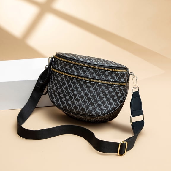 Crossbody Sling Bag for Women Trendy Fanny Pack Vegan Leather Chest Bag Large Purse with Adjustable Strap Checkered Pattern Essentials