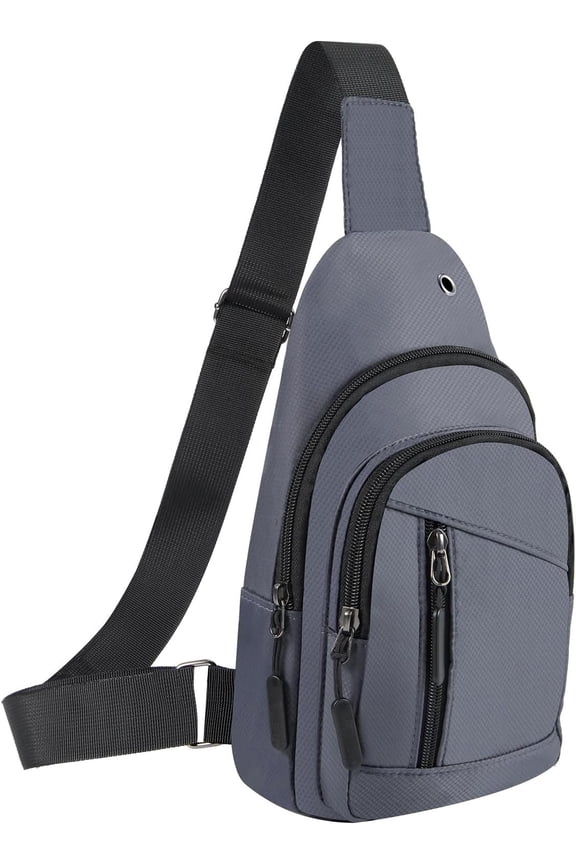 Crossbody Small Sling Bag for Women Men,Casual Lightweight Chest Pack Gym Athletic Backpack Multi Zipper Daypack for Travel,Shopping,Hiking,Walking,Running,Biking,Grey