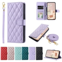 Crossbody Strap Case for Samsung Galaxy Note 8 Wallet PU Leather Elegant Diamond Patterned Credit Card Holder Full Body with Wrist Lanyard Strap Soft TPU Bumper Magnetic Closure Phone Cover,Purple