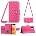 thumbnail image 1 of Crossbody Strap Case for iPhone 12 Wallet case Women Girls 【RFID Blocking】For iPhone 12, Crossbody Phone case Magnetic Closure Flip Cover Credit Card Holder Kickstand, Rose, 1 of 8
