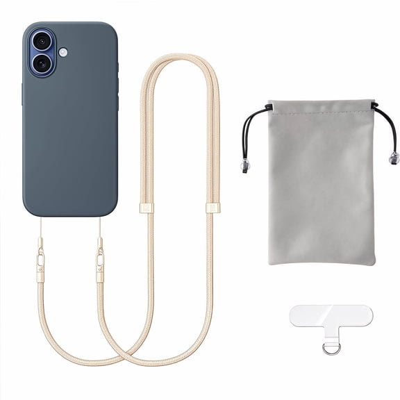 Nyhpar For Iphone 17 Pro Max Cell Phone Lanyard Crossbody Neck Holder Strap, Anti Theft Cross Body Phone Case Strap (Beige)