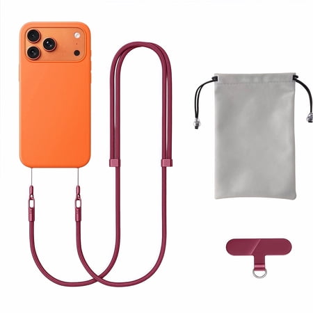 Nyhpar For Iphone 17 Pro Max Cell Phone Lanyard Crossbody Neck Holder Strap, Anti Theft Cross Body Phone Case Strap, Case Not Included(Dark Red)