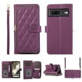 thumbnail image 1 of Crossbody Strap & Lanyard for Google Pixel 8 Case Wallet, with 10-Card Holder & 1 Bills Slot Soft PU Leather Magnetic Flip Folio Heavy Duty Protection Case for Google Pixel 8, Darkpurple, 1 of 12