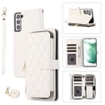 thumbnail image 1 of Crossbody Strap & Lanyard for Samsung Galaxy S21 Plus Case Wallet, with 10-Card Holder & 1 Bills Slot Soft PU Leather Magnetic Flip Folio Heavy Duty Protection Case for Galaxy S21 Plus, White, 1 of 12