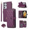 thumbnail image 1 of Crossbody Strap & Lanyard for Samsung Galaxy S21 Ultra Case Wallet, with 10-Card Holder & 1 Bills Slot Soft PU Leather Magnetic Flip Folio Heavy Duty Protection Case for Galaxy S21 Ultra, Darkpurple, 1 of 12