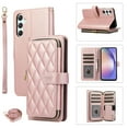 thumbnail image 1 of Crossbody Strap & Lanyard for Samsung Galaxy S24 Case Wallet, with 10-Card Holder & 1 Bills Slot Soft PU Leather Magnetic Flip Folio Heavy Duty Protection Case for Galaxy S24, Rosegold, 1 of 12