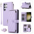 thumbnail image 1 of Crossbody Strap & Lanyard for Samsung Galaxy S24 Ultra Case Wallet, with 10-Card Holder & 1 Bills Slot Soft PU Leather Magnetic Flip Folio Heavy Duty Protection Case for Galaxy S24 Ultra, Purple, 1 of 12