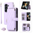 thumbnail image 1 of Crossbody Strap & Lanyard for Samsung Galaxy Z Fold 5 5G Case Wallet, with 10-Card Holder & 1 Bills Slot Soft PU Leather Magnetic Flip Folio Heavy Duty Protection Case for Galaxy Z Fold 5, Purple, 1 of 9