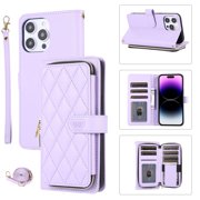 Crossbody Strap & Lanyard for iPhone 12 Pro Max Case Wallet, with 10-Card Holder & 1 Bills Slot Soft PU Leather Magnetic Flip Folio Heavy Duty Protection Case for iPhone 12 Pro Max, Purple