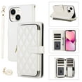 thumbnail image 1 of Crossbody Strap & Lanyard for iPhone 15 Plus Case Wallet, with 10-Card Holder & 1 Bills Slot Soft PU Leather Magnetic Flip Folio Heavy Duty Protection Case for iPhone 15 Plus, White, 1 of 12