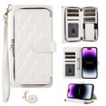 thumbnail image 1 of Crossbody Strap & Lanyard for iPhone 16 Case Wallet, with 10-Card Holder & 1 Bills Slot Soft PU Leather Magnetic Flip Folio Heavy Duty Protection Case for iPhone 16, White, 1 of 10