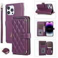 thumbnail image 1 of Crossbody Strap & Lanyard for iPhone 16 Pro Case Wallet, with 10-Card Holder & 1 Bills Slot Soft PU Leather Magnetic Flip Folio Heavy Duty Protection Case for iPhone 16 Pro, Darkpurple, 1 of 12