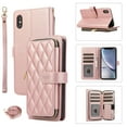 thumbnail image 1 of Crossbody Strap & Lanyard for iPhone X/XS Case Wallet, with 10-Card Holder & 1 Bills Slot Soft PU Leather Magnetic Flip Folio Heavy Duty Protection Case for iPhone X/XS, Rosegold, 1 of 9
