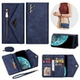 thumbnail image 1 of Crossbody Strap Wallet Case For Samsung Galaxy S24 Plus , Magnetic Book Envelope Design PU Leather Shoulder Strap Hand Wrist Stand Flip Cards Slots Cover with wrist Strap for Samsung S24 Plus,Blue, 1 of 14