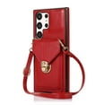 thumbnail image 1 of Crossbody Strap Wallet Case for Samsung Galaxy S24 Ultra, Elegant Premium PU Leather Case with Card Holder, Women Shoulder Strap Handbag Purse Drop Protection Cover Case for S24 Ultra - Red, 1 of 6