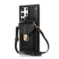 thumbnail image 1 of Crossbody Strap Wallet Case for Samsung Galaxy S24 Ultra, Elegant Premium PU Leather Case with Card Holder, Women Shoulder Strap Handbag Purse Drop Protection Cover Case for S24 Ultra - Black, 1 of 6