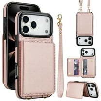 Crossbody Strap Wallet Case for Samsung Galaxy S25  with Card Holder, Luxury PU Leather RFID Blocking Protective Case with Magnetic Back Flip Kickstand Detachable Wrist Lanyard,Rosegold