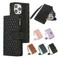 thumbnail image 1 of Crossbody Strap Wallet Case for iPhone 12/12 Pro, PU Leather Case with Lanyard Strap Wristlet Zipper Card Holder Anti-shock Anti-fall Kickstand Flip Case Cover for iPhone 12/12 Pro, Black, 1 of 9