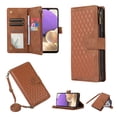 thumbnail image 1 of Crossbody Strap Wallet Case for iPhone 14 Plus, PU Leather Case with Lanyard Strap Wristlet Zipper Card Holder Anti-shock Anti-fall Kickstand Flip Case Cover for iPhone 14 Plus, Brown, 1 of 7